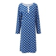 thumbnail image 1 of WBQ Womens Nightgown Long Sleeve Polka Dot Sleepshirts Spring Fall Loungewear House Dress Button Sleepwear Henley Nightdress, Blue S, 1 of 9