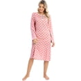 thumbnail image 1 of WBQ Womens Nightgown Long Sleeve Polka Dot Sleepshirts Spring Fall Loungewear House Dress Button Sleepwear Henley Nightdress, Pink M, 1 of 9