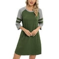 thumbnail image 1 of WBQ Womens Nightgowns 3/4 Long Sleeve Sleepshirts Round Neck Contrast Color Sleepwear Comfy Loungewear Night Dress, S-XXL, 1 of 9