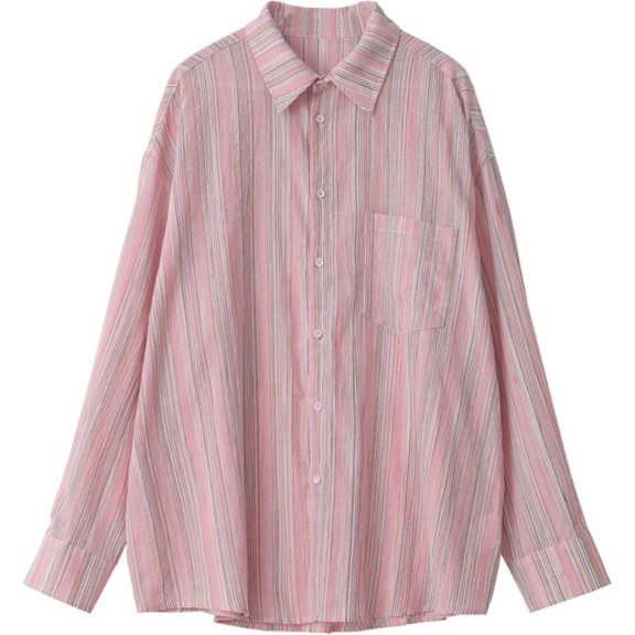 WBQ Womens V Neck Striped Roll up Sleeve Button Down Blouses Top