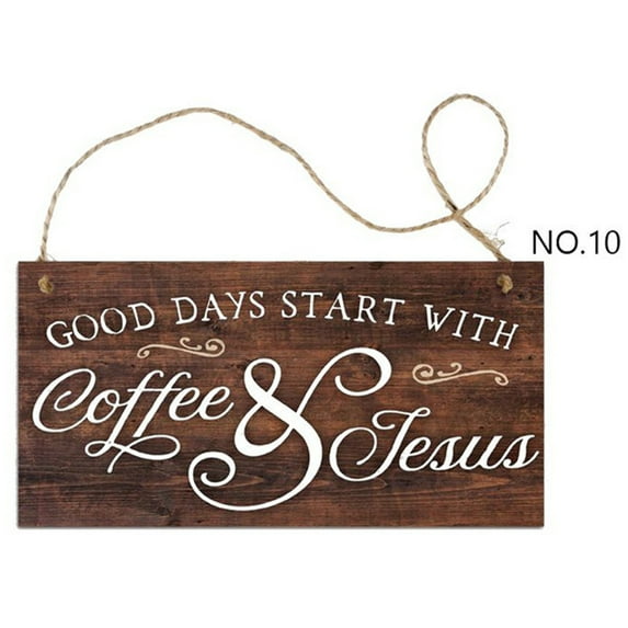 WBQ Wooden Coffee Sign Coffee Bar Decor Wooden Hanging Farmhouse Decor, 3.94x7.87 Inch Small Rustic Wood Kitchen Wall Decor Coffee Station Decor Coffee Theme Wall Decorative Signs Plaques for Home