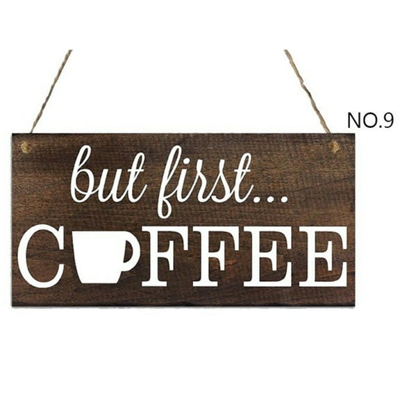 WBQ Wooden Coffee Sign Coffee Bar Decor Wooden Hanging Farmhouse Decor, 3.94x7.87 Inch Small Rustic Wood Kitchen Wall Decor Coffee Station Decor Coffee Theme Wall Decorative Signs Plaques for Home