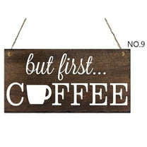 WBQ Wooden Coffee Sign Coffee Bar Decor Wooden Hanging Farmhouse Decor, 3.94x7.87 Inch Small Rustic Wood Kitchen Wall Decor Coffee Station Decor Coffee Theme Wall Decorative Signs Plaques for Home