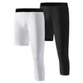 thumbnail image 1 of WBQ Youth Boys One Leg Compression Pants 3/4 Single Leg Leggings for Basketball 6-14T Kids Boys One Leg Compression Capri Tights Athletic Base Layer Pants, 1/2 Pack, 1 of 7