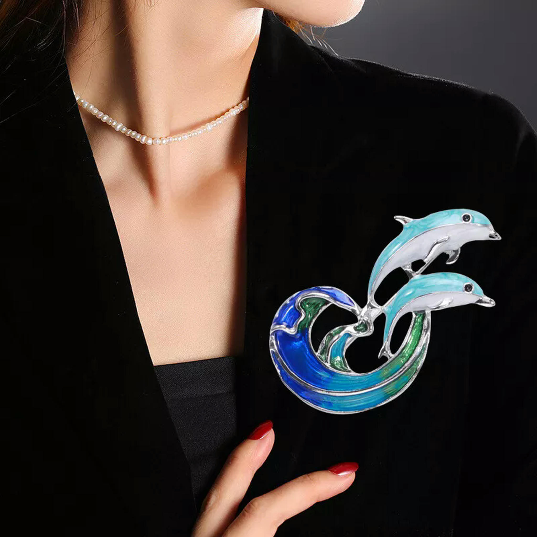 Sterling Silver Dolphin Bracelet With Crystals | Ocean Wave Jewelry For Women & Girls | Perfect Gift For Dolphin Lovers