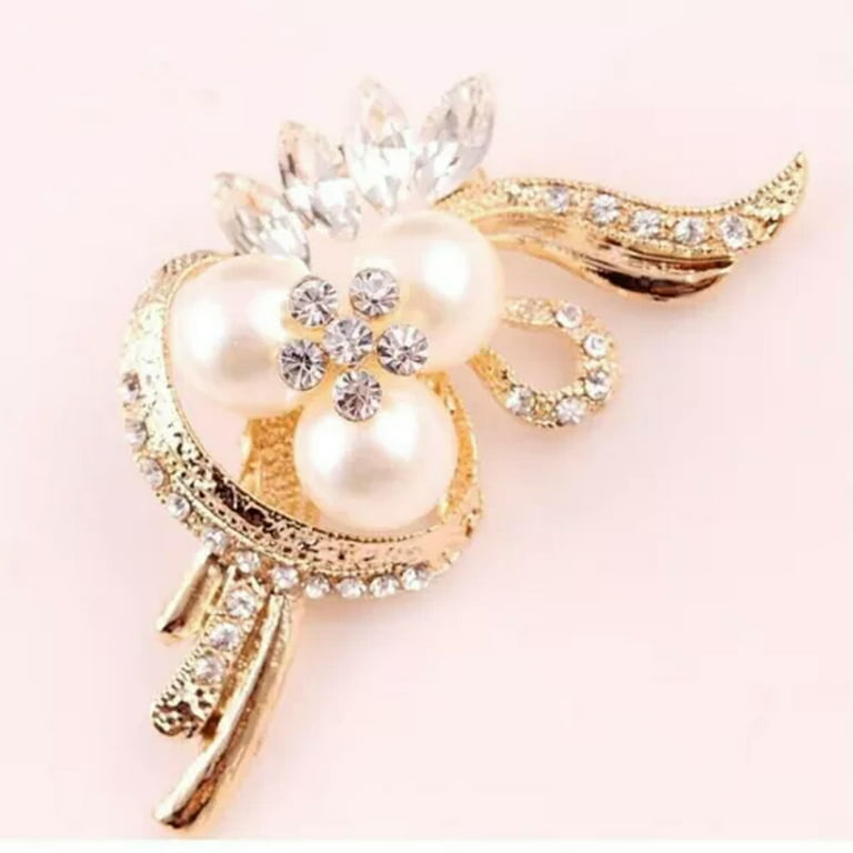WBQF Hot Selling Fashion Full Pearl Rhinestone Flower Brooch