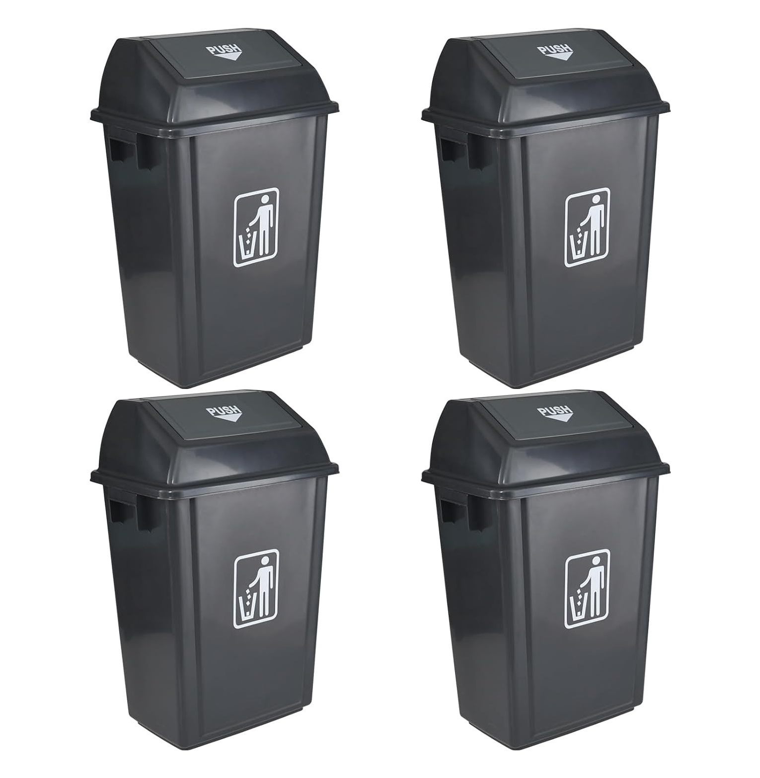 WBTAYB 13 Gallon Large Trash Can, Plastic Garbage Bin with Lid, 4Pack