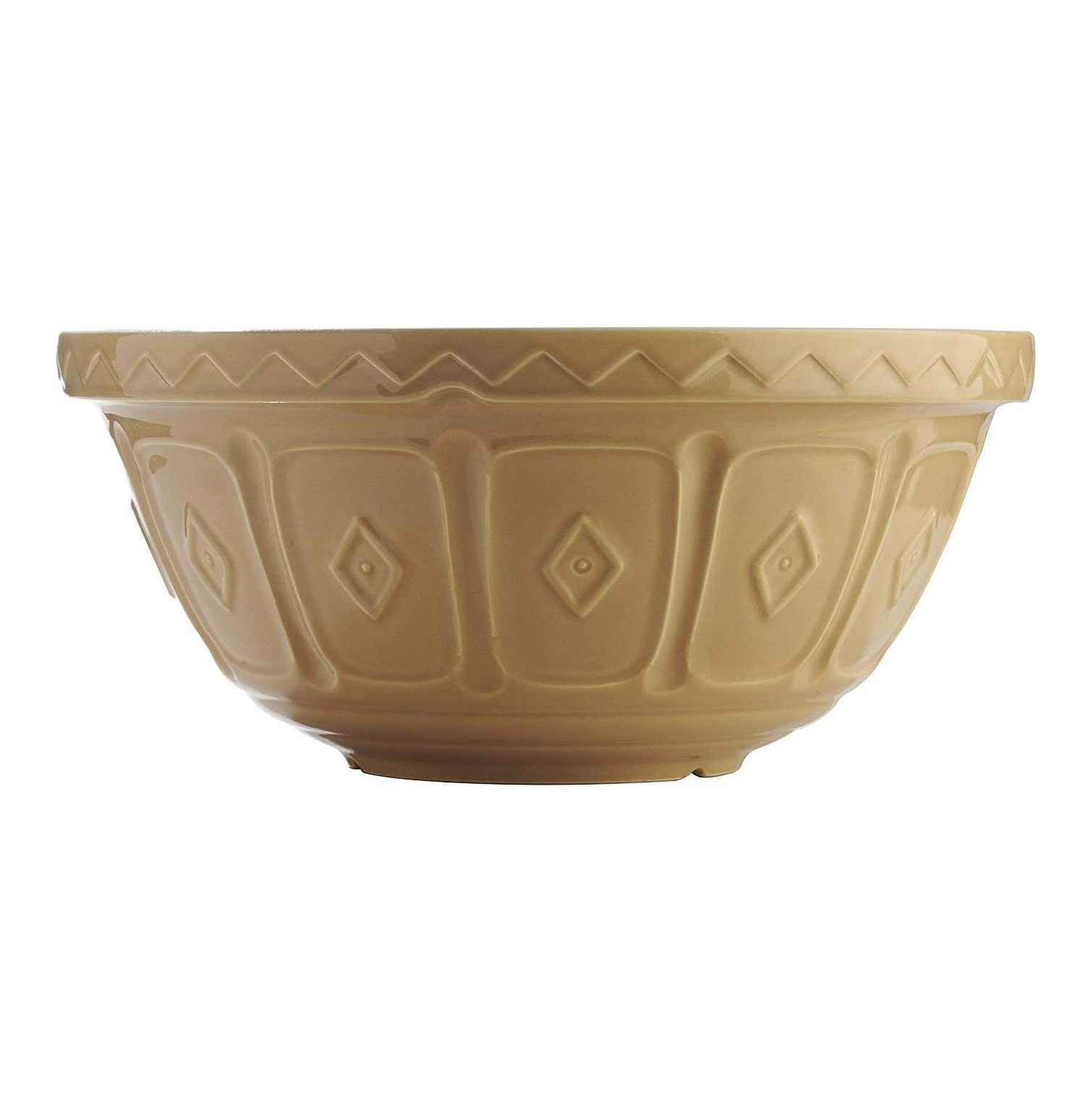 Textured Geometric Brown Ceramic Mixing Bowl