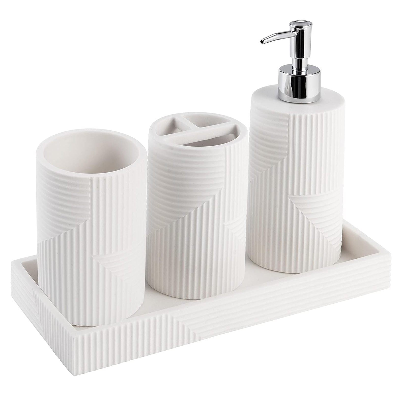 WBTAYB 4 Piece White Bathroom Accessories Set, Modern Bathroom Soap ...