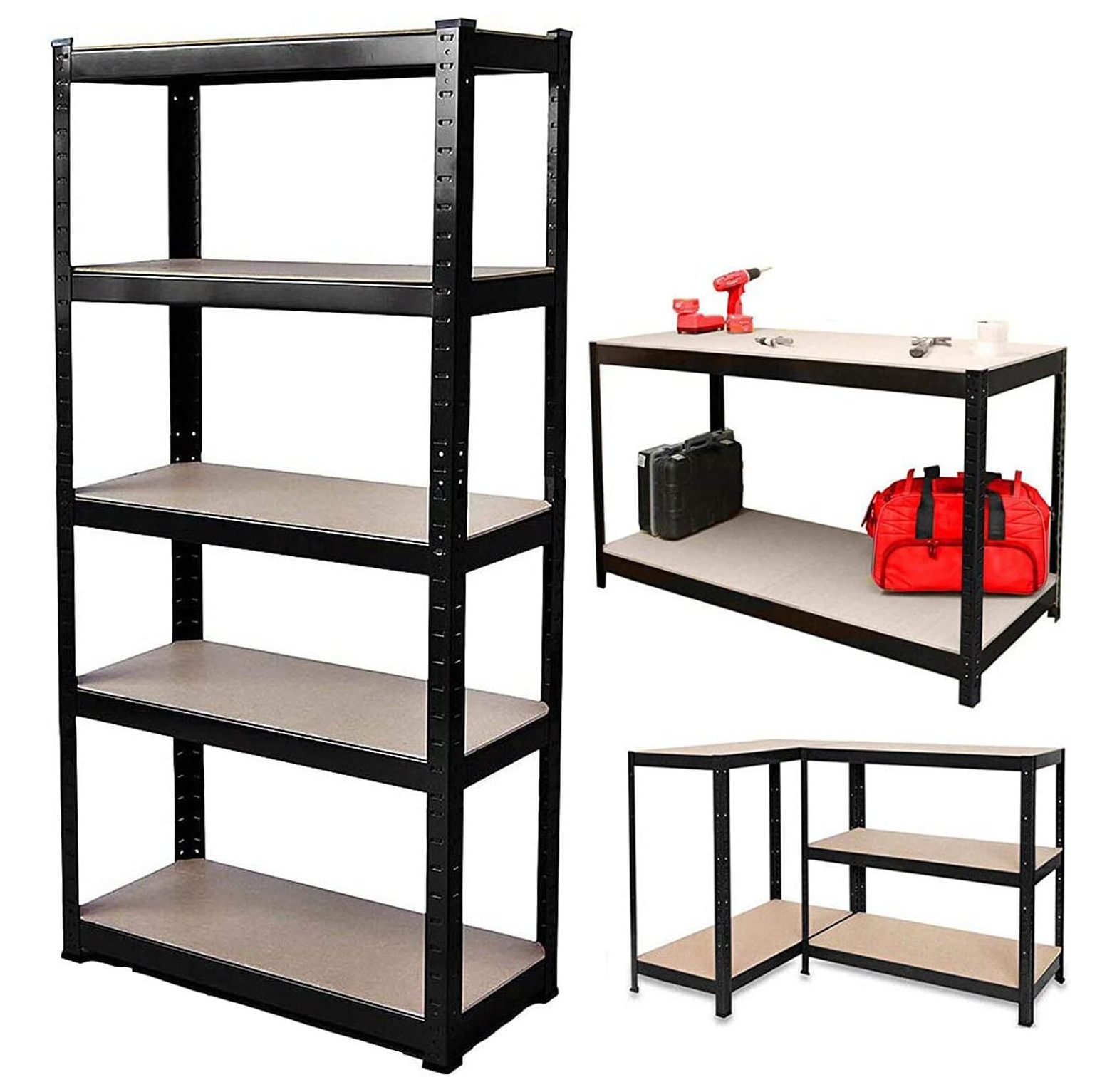 WBTAYB 5Tier Adjustable Storage Shelving Unit Heavy Duty Organizing Shelf Metal Utility Rack