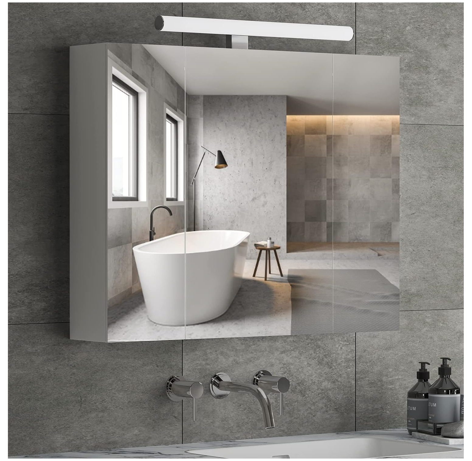 WBTAYB Bathroom Medicine with Lights and 2 Outlets & USB Ports