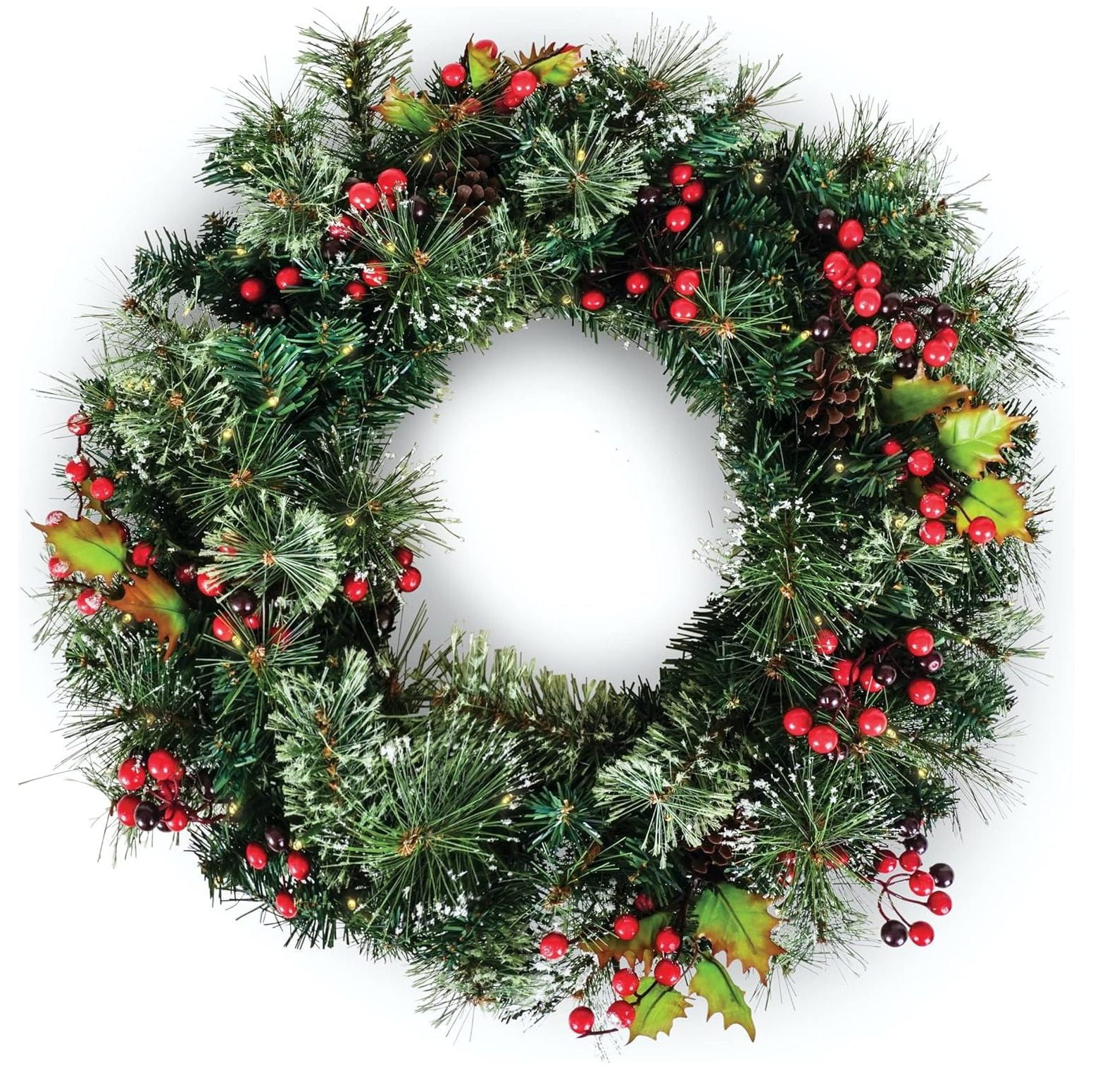 WBTAYB Battery Operated Wreath for Front Door. PreLit Xmas Lighted Holiday Christmas Outdoor