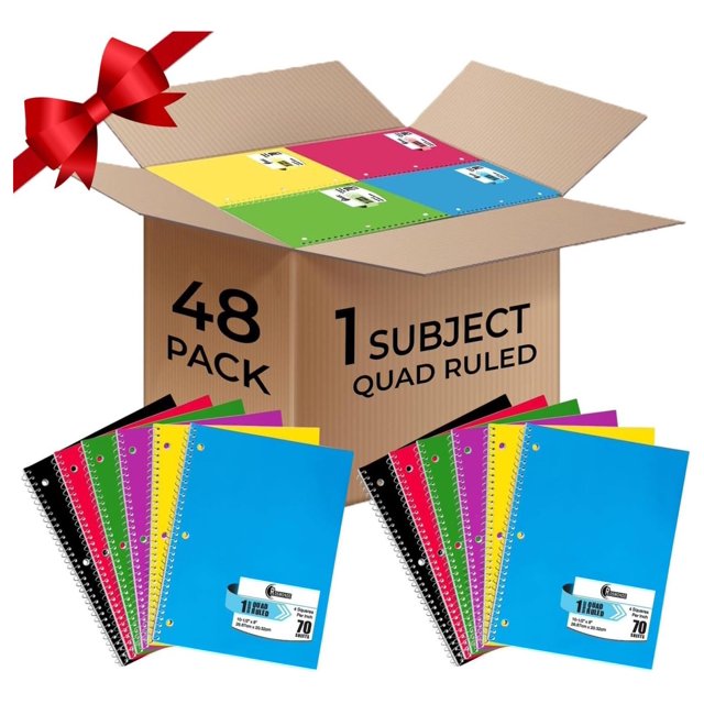 WBTAYB Bulk 48 Pack, 1 Subject Spiral Notebook Graph Paper, 140 Pages