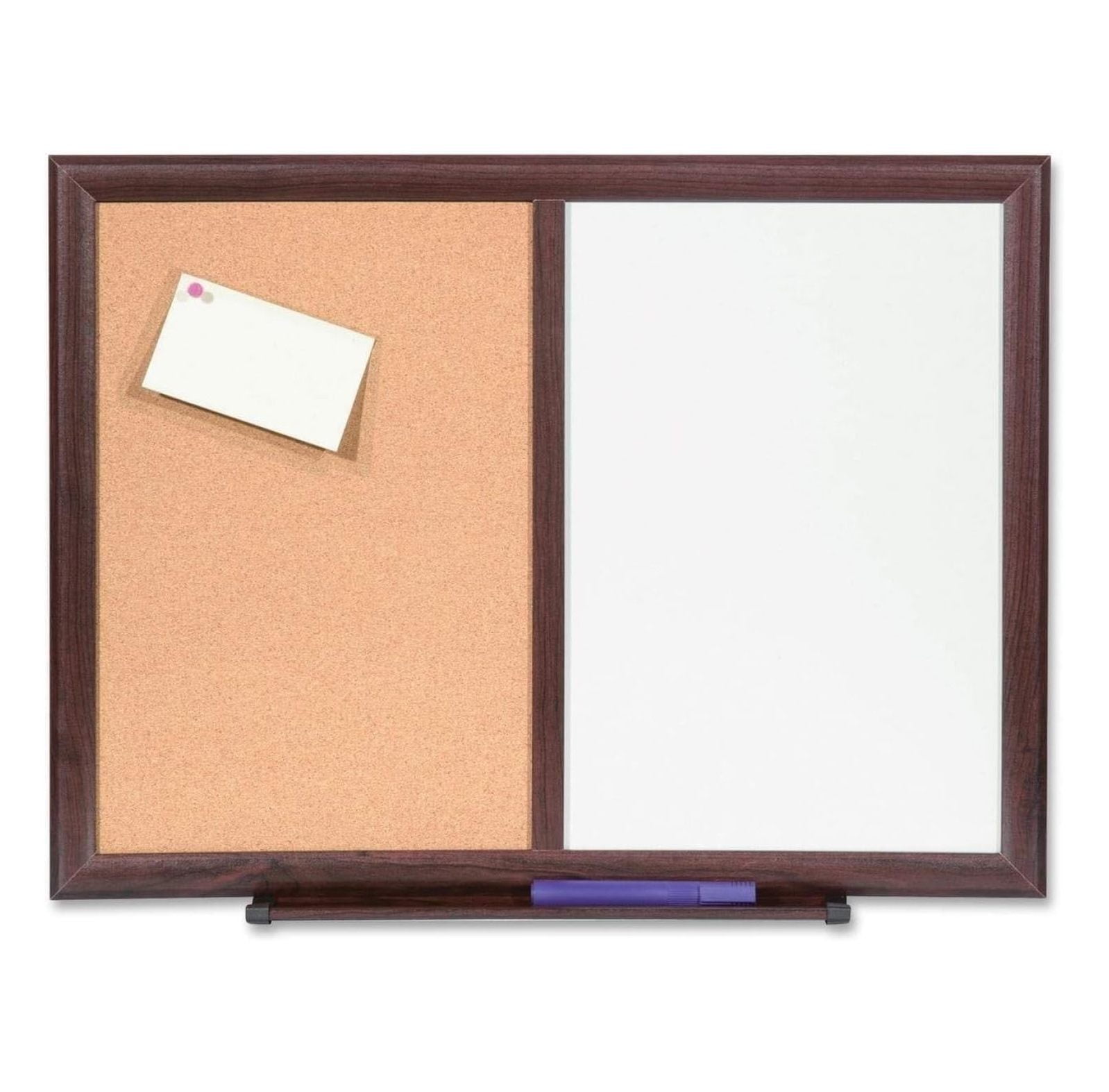Elegant Mahogany 24" x 18" Dry-Erase Cork Bulletin Combo Board