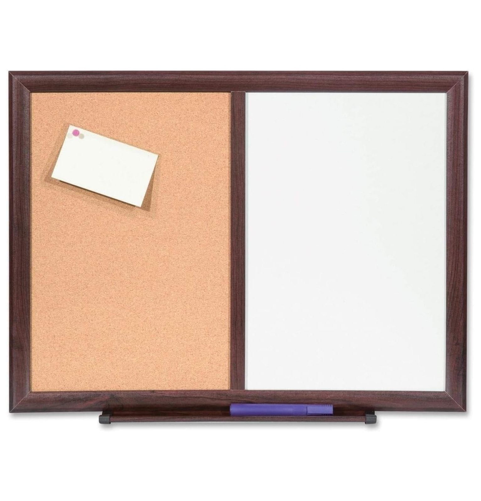 Elegant Mahogany 24" x 18" Dry-Erase Cork Bulletin Combo Board