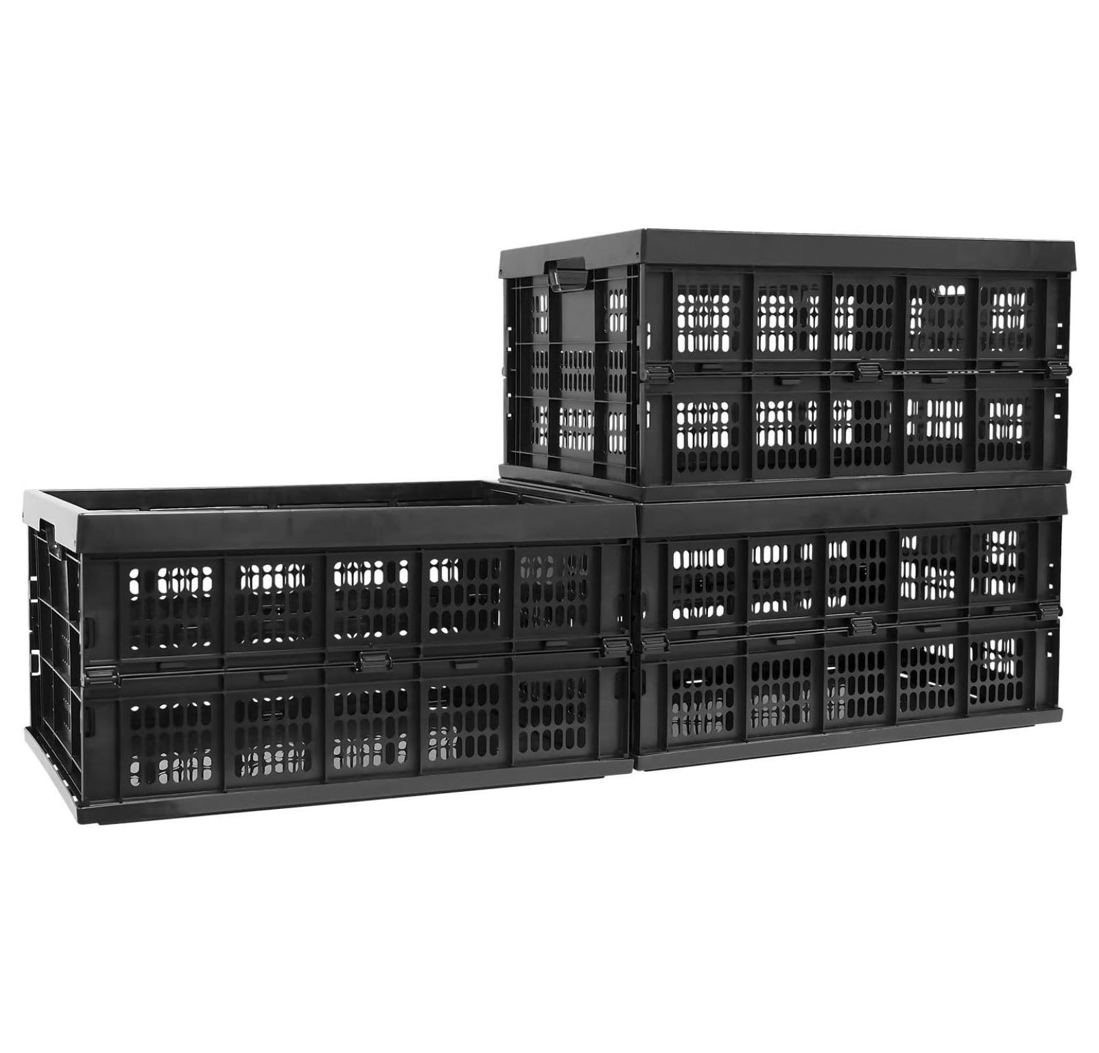 WBTAYB Collapsible Milk Crates 49 Liter Stackable Storage Bins Set