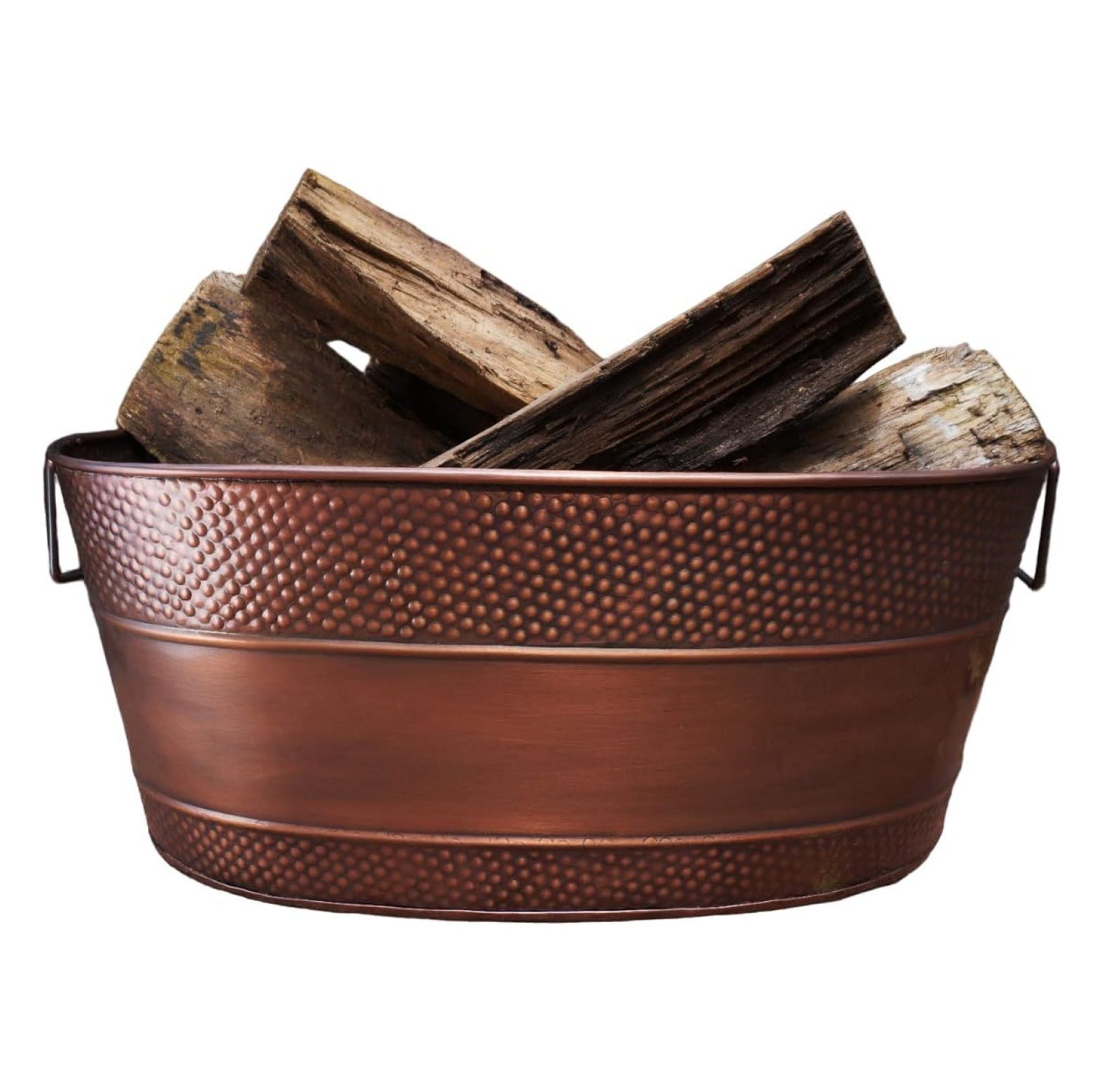 WBTAYB Copper Galvanized 25Quart Tub for Firewood Storage Rack Log