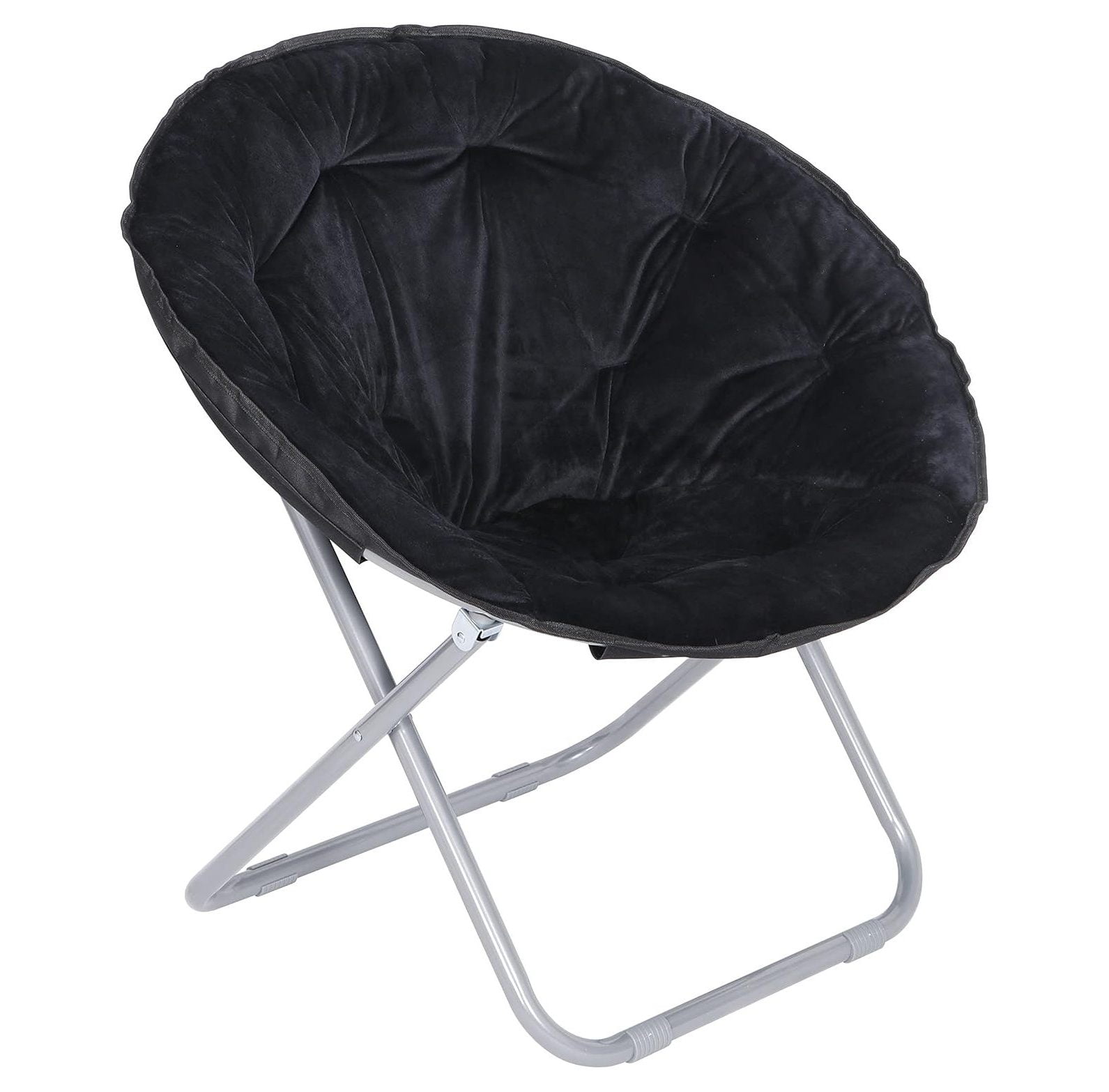 WBTAYB Folding Saucer Chair Faux Fur Moon Chair with Metal Frame