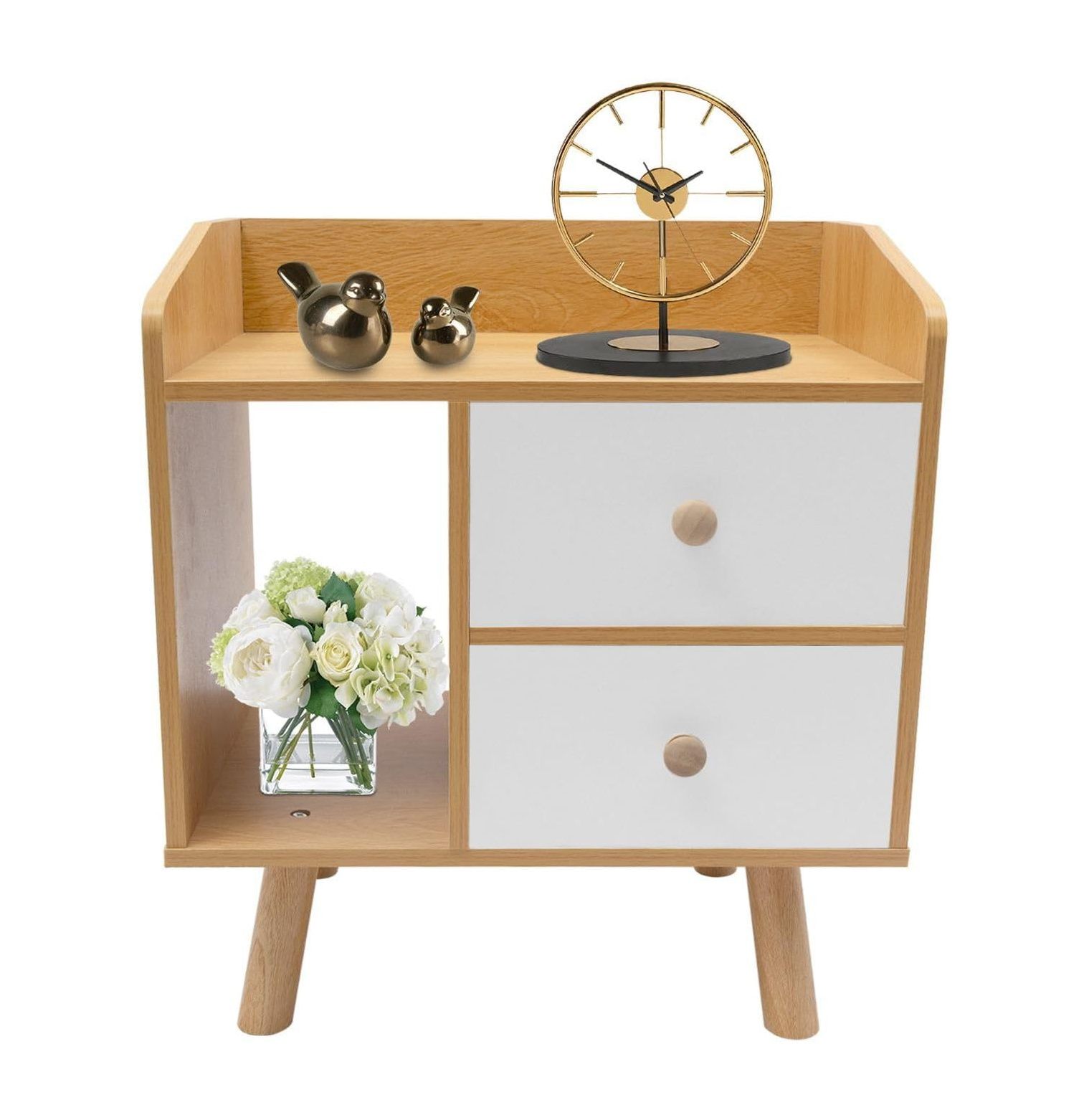 WBTAYB Nightstand, 2 Drawer Dresser for Bedroom Maple Color Bedside