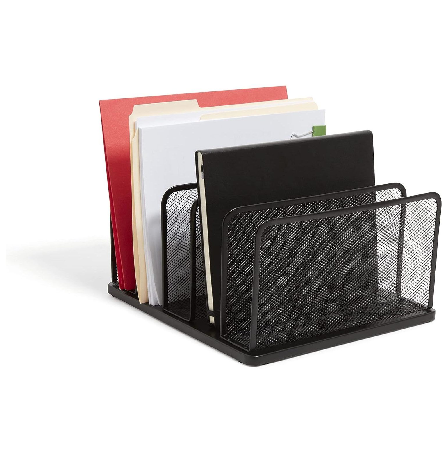 WBTAYB Tr57558Cc 5 Compartment Wire Mesh File Organizer, Matte Bk