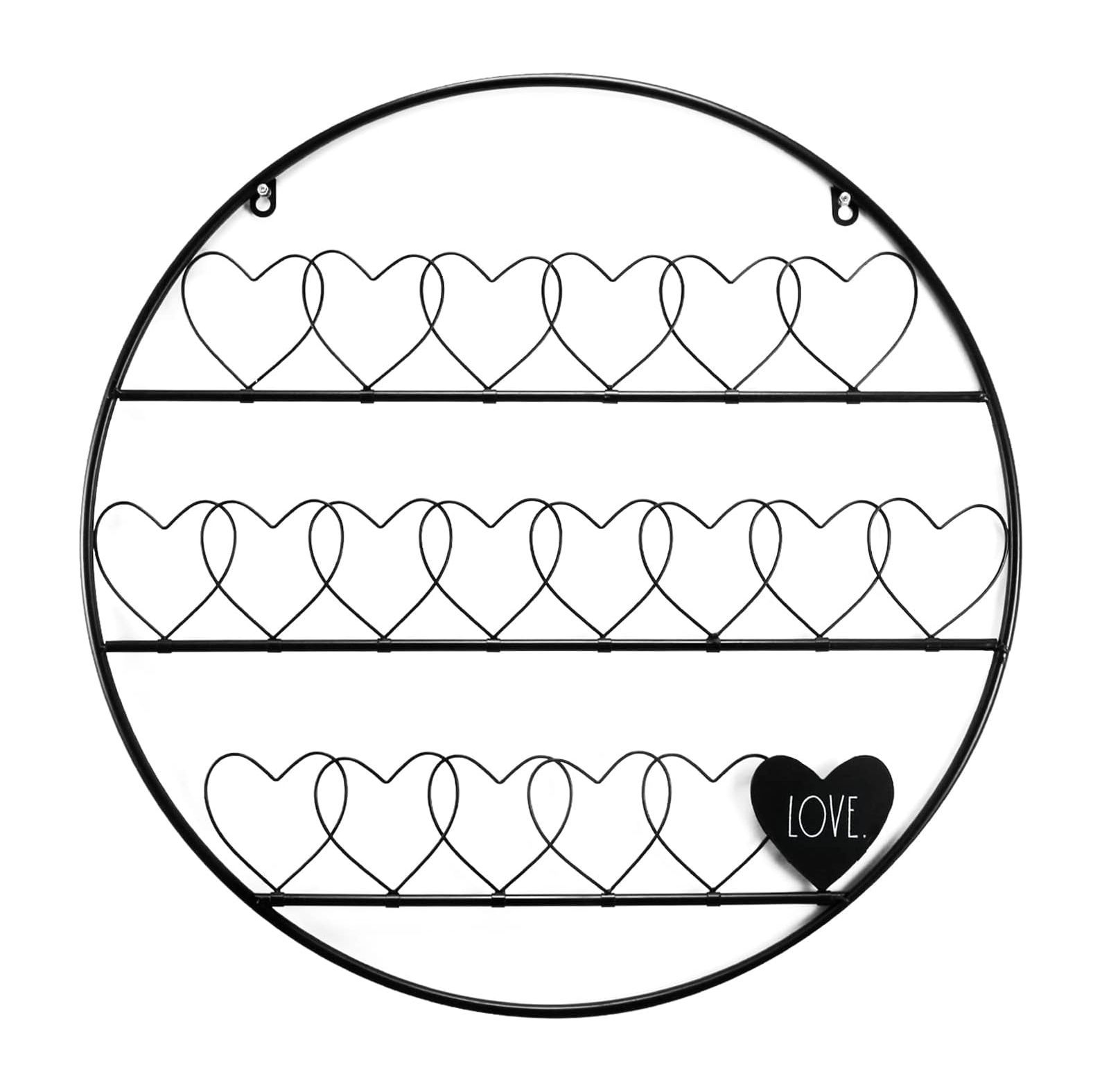WBTAYB Wire Wall Grid with Round Black Metal Grid Panel Organizer for