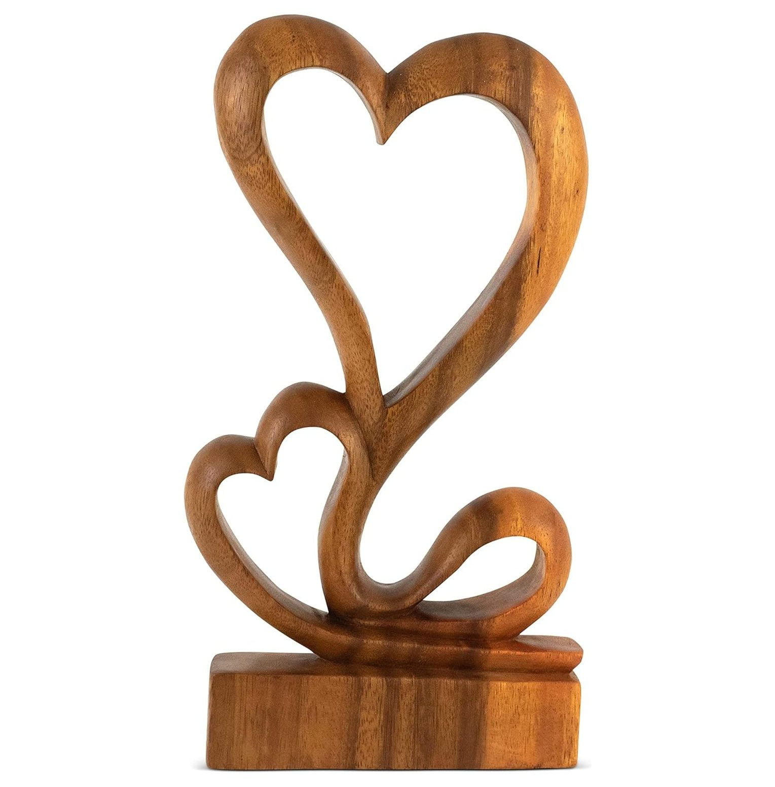 Handcrafted Suar Wood Heart Sculpture for Valentine's Day