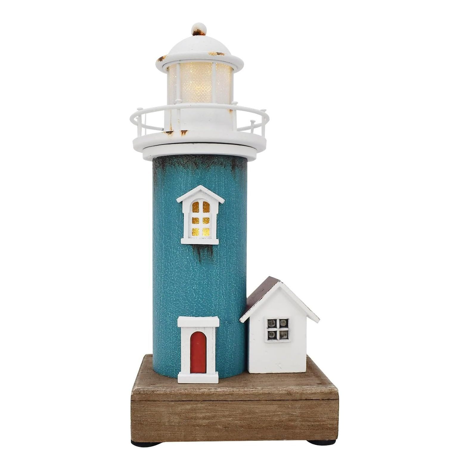 WBTAYB Wooden Lighthouse Decoration with Lights Nautical Decor