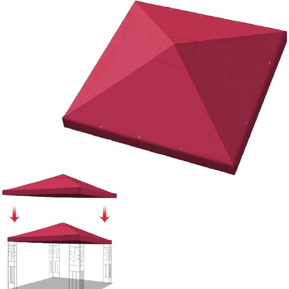 WBTER 10x10 FT Gazebo Replacement Canopy Top Cover Single Tiered Patio Sunshade Upgraded UV Protection, Canopy Cover ONLY (Burgundy)