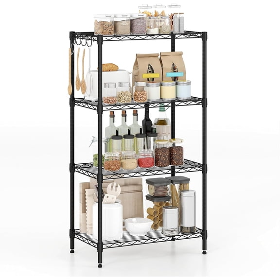 WBTER 4-Tier Metal Storage Shelving Unit, Heavy-Duty Adjustable Utility Shelf with V-Shaped Wire Rack, 600 LBS Storage Organizer for Home, Kitchen, Garage, Basement, 23.5L x 13.5W x 42.5H