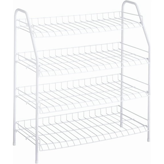 WBTER 4-Tier Wire Shoe Rack, White, Simple Assemble, Storage Shelf for Organization in Bedroom/Closet