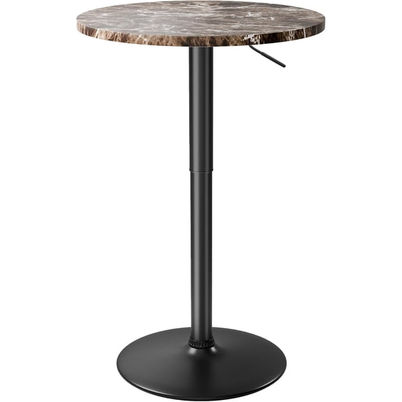 WBTER Bistro Pub Table Height Adjustable Round Bar Table 27.4-36 Inches, 360Swivel Cocktail Table for Dining Room, Party, Caf (1, Marble-Black)