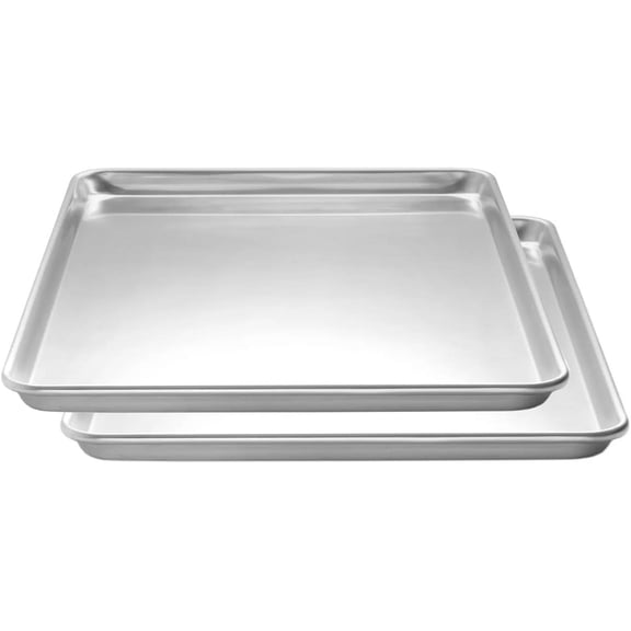 WBTER Commercial Bakeware, Aluminum 12-Gauge Extra-Heavy Duty Full-Size Sheet Pan, 2-Pack (31H-045)