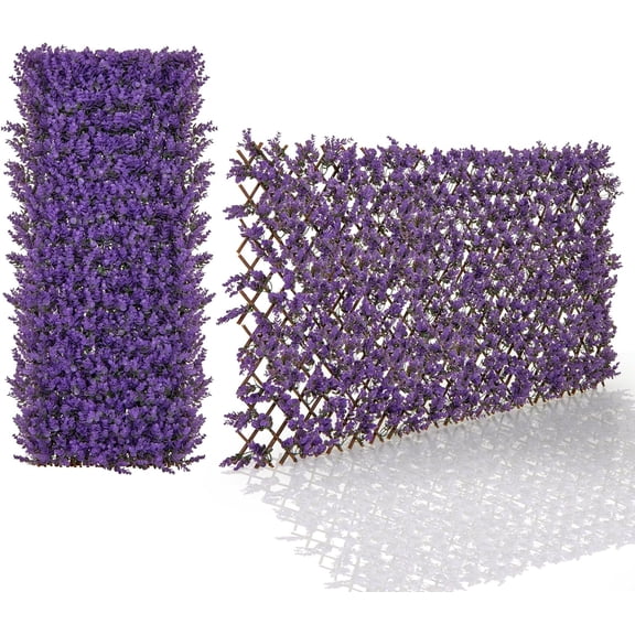 WBTER Expandable Fence Privacy Screen, Decorative Faux Purple Eucalyptus Fencing Panel for Backdrop, Sun-Protective Indoor Outdoor Artificial Hedge for Garden Balcony Home Wall Patio Decoration
