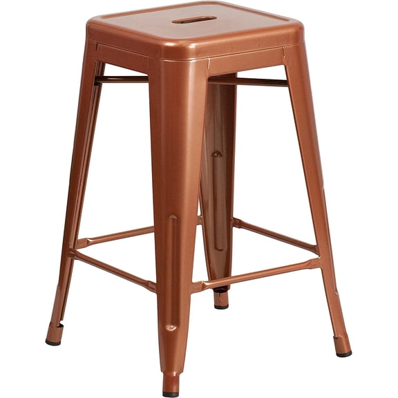 WBTER Kai Commercial Grade 24" High Backless Copper Indoor-Outdoor Counter Height Stool