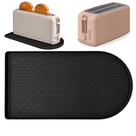 WBin Toaster Crumb Catcher Tray, Heat Resistant Non-Slip Silicone Mat, for Kitchen Countertop Protection, Raised Edge Easy Clean, Black, 8x15.5 Inch