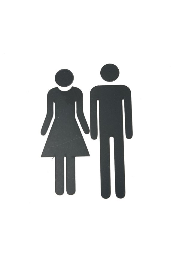 WC Wall Stickers Toilet Signs Restroom Washroom Signage Plaque Mirrors WC Door Sign, Adhesive Indicator Plaque, Create