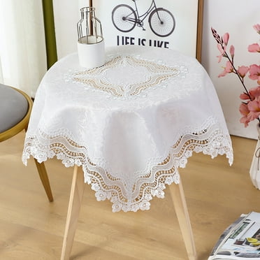 WCHUANG Embroidered Tablecloth Lace Square Tablecloth, Small Table Cloth, Bedside Table Cover Nightstand Tabletop Decoration