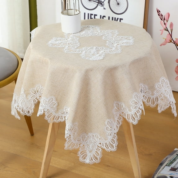 WCHUANG Embroidered Tablecloth Lace Square Tablecloth, Small Table Cloth, Bedside Table Cover Nightstand Tabletop Decoration