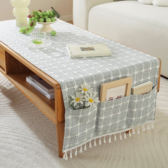 WCHUANG Rectangle Coffee Table Tablecloth with Pockets mall Tea Cloth Cover Table Runner Living Room