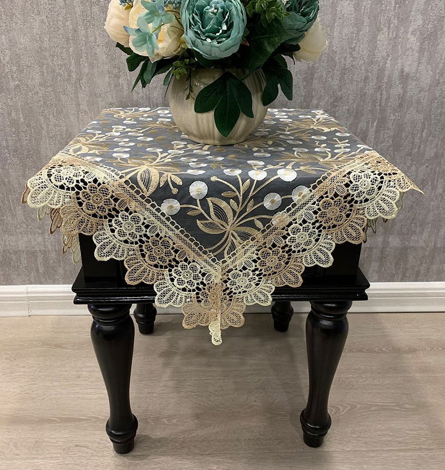 Small Table Rag WCHUANG Square Tablecloth, Coffee Table Cover, Lace Bedside Table Cover ...