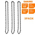 thumbnail image 1 of WCIC 3Pcs 18 Inch Chainsaw Chain 3/8" Lp Pitch 0.050"Gauge 62 DRIVE LINKS Electric Saw Drive Chain Garden Tool Accessories, 1 of 7