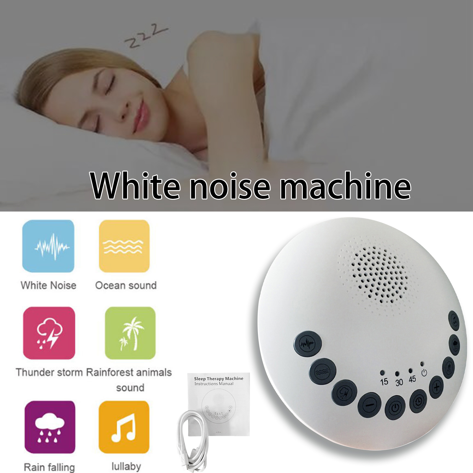 WCIC Sleep Therapy White Noise Machine, Soothing Nature Sounds for Baby