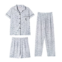 WCJM 2025 New Women Pajama Sets Under $ 15 Button Down Shirt Shorts Women Blending Shirts(L)