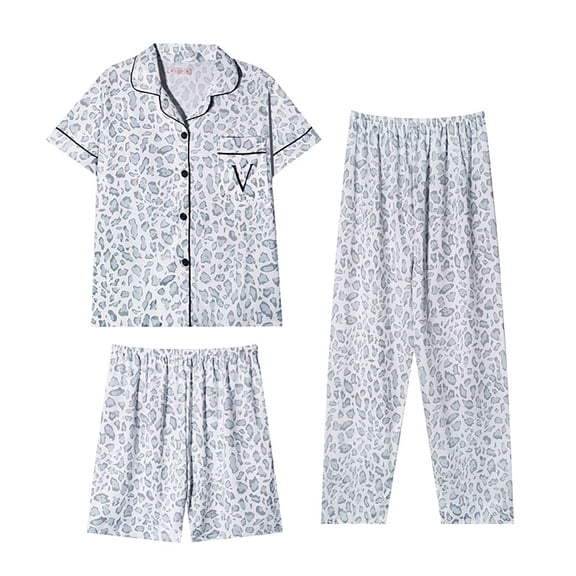 WCJM 2025 New Women Pajama Sets Under $ 15 Button Down Shirt Shorts Women Blending Shirts(L)