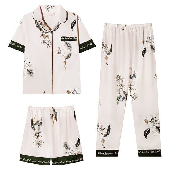 WCJM 2025 New Women Pajama Sets Under $ 15 Sleepwear Short Sleeves Shirt Women Blending Shirts(Xl)