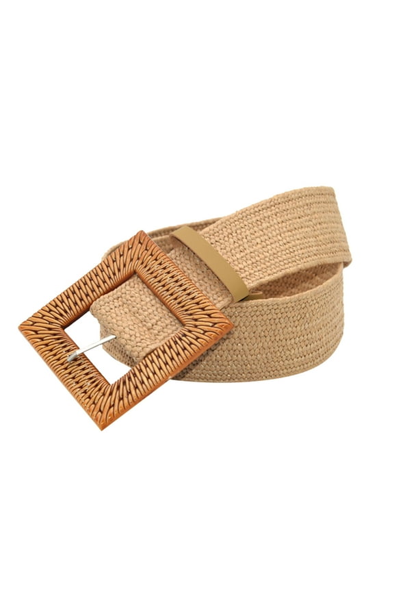 2026 Summer Rattan Straw Raffia Belt for Women Elastic Stretch Woven Wide Waist Band for Dresses Skirts