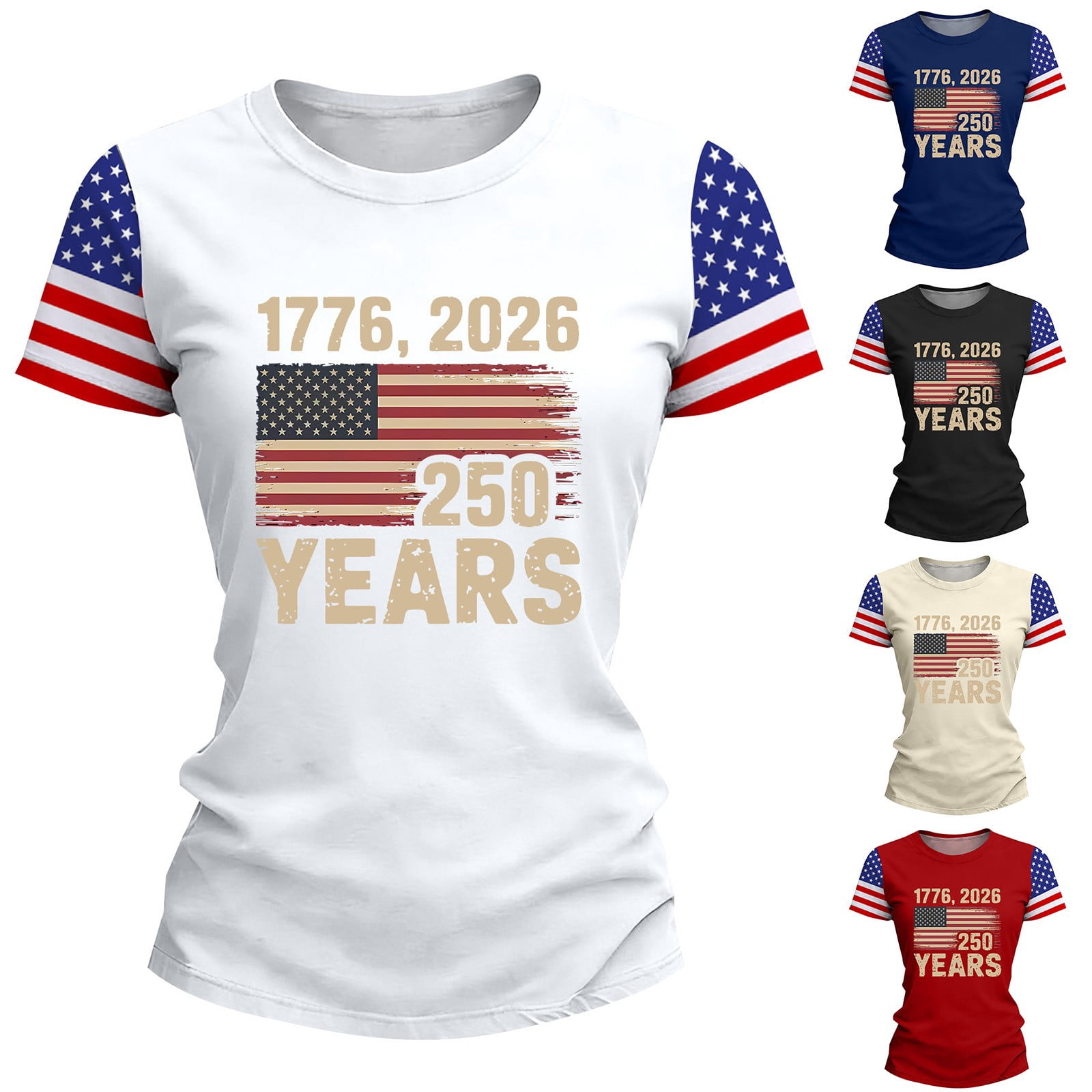 WCJM 250Th Anniversary Shirt Round Neck Short Sleeve T Shirt for Women Soft 250Th Anniversary Print Blouse Casual Summer Fashion Tee Women's Loose Fit Printed Summer Top