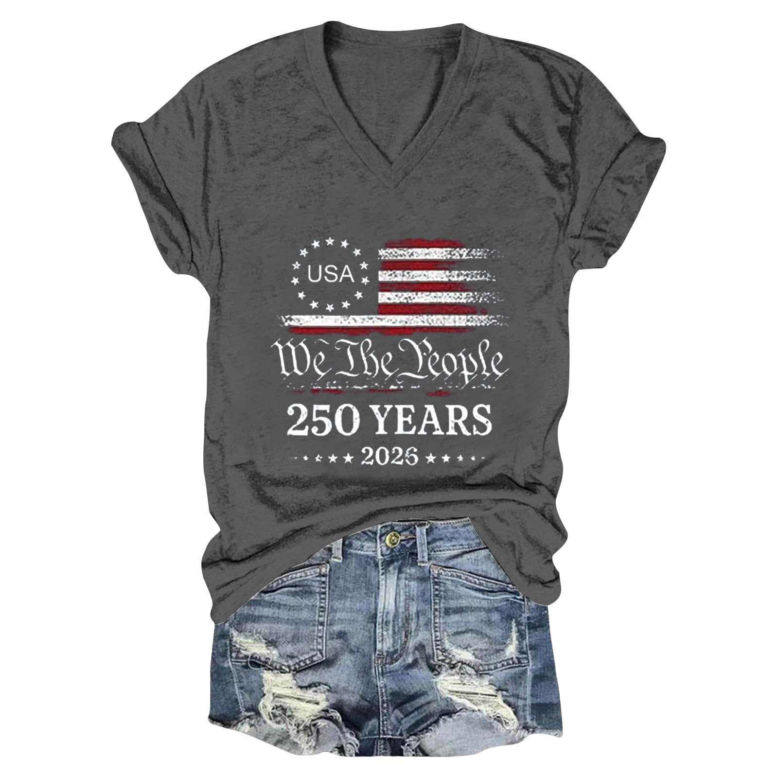 WCJM 250th Anniversary USA Blouse Womens 250 Years Crewneck T Shirt American Flag Graphic Tee Casual Tops Crewneck Short Summer Short Sleeve T Shirts for Women