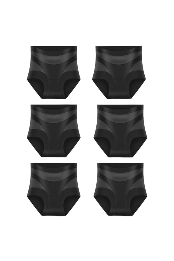 6 Pack Panties for Women Tummy Control Seamless Compression Underwear Body Shaping Brief Girdle High Waist Period Panties for Teens(L)