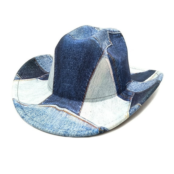 WCJM A Off-White Polyester Western Cowboy Hat For Women Man Wide Brim Cowboy Hat For Dress Up Cowboy Hat